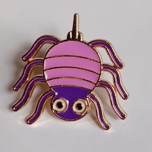 Adorable Kawaii Spider Metal Enamel Pin, Purple Spooky Bug Brooch Jewelry